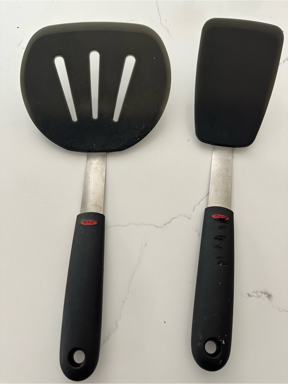 OXO Black Silicone Spatula & Slotted Turner Set